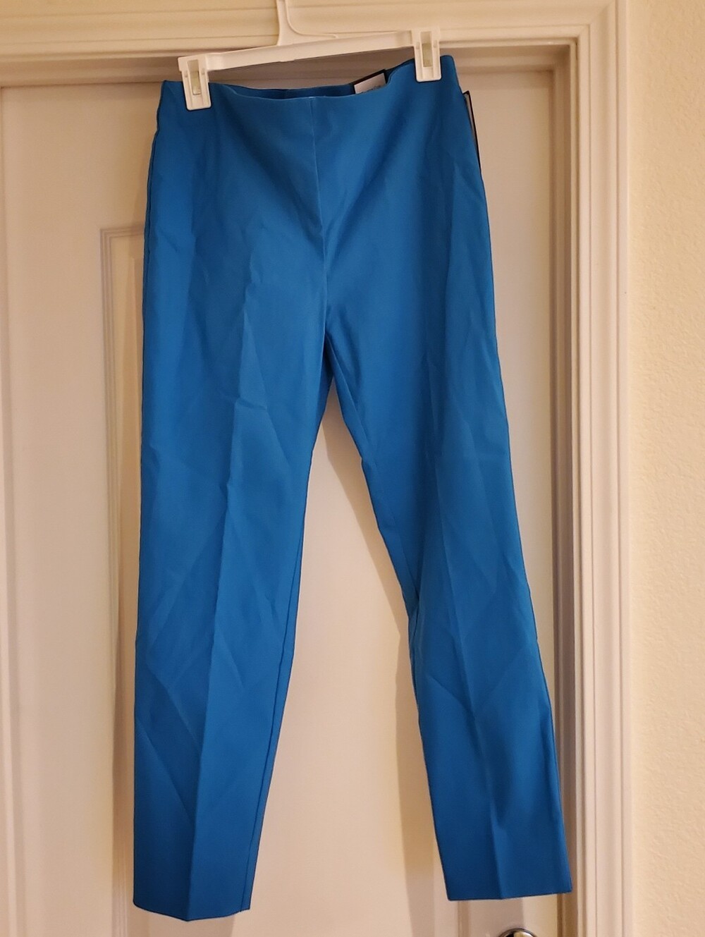 Women's Charter Club Straight Leg Pants With Back Hem Slit in Blue-Size 10